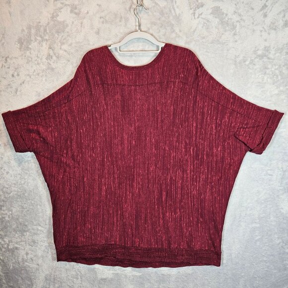 Cj Banks Womens 2X Red Cotton Blended Oversized Top Boxy bold Red Stretchy Knit - Picture 5 of 10
